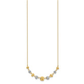 14K Two-Tone Gold Diamond-Cut Beaded Necklace with Polished Finish